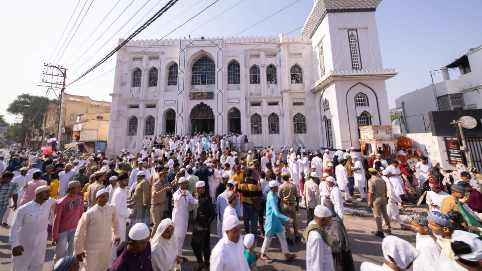 Muslims in Varanasi pray during Eid, which marks the end of the holy month of Ramadan. - John Mees/CNN