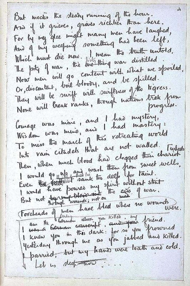 <span class="caption">Strange Meeting by Wilfred Owen.</span> <span class="attribution"><span class="source">This item is from The First World War Poetry Digital Archive, University of Oxford (www.oucs.ox.ac.uk/ww1lit); © University of Oxford</span></span>