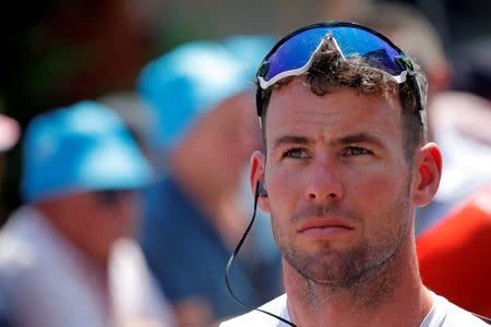 FILE PHOTO: Cycling - Tour de France - The 182.5-km Stage 2 from Mouilleron-Saint-Germain to La Roche-sur-Yon - July 8, 2018 - Dimension Data rider Mark Cavendish of Britain before the start. REUTERS/Stephane Mahe/File Photo