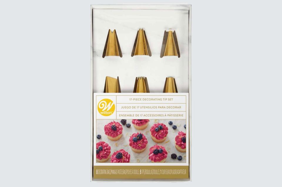 Navy Blue and Gold Piping Tips and Cake Decorating Supplies Set, 17-Piece