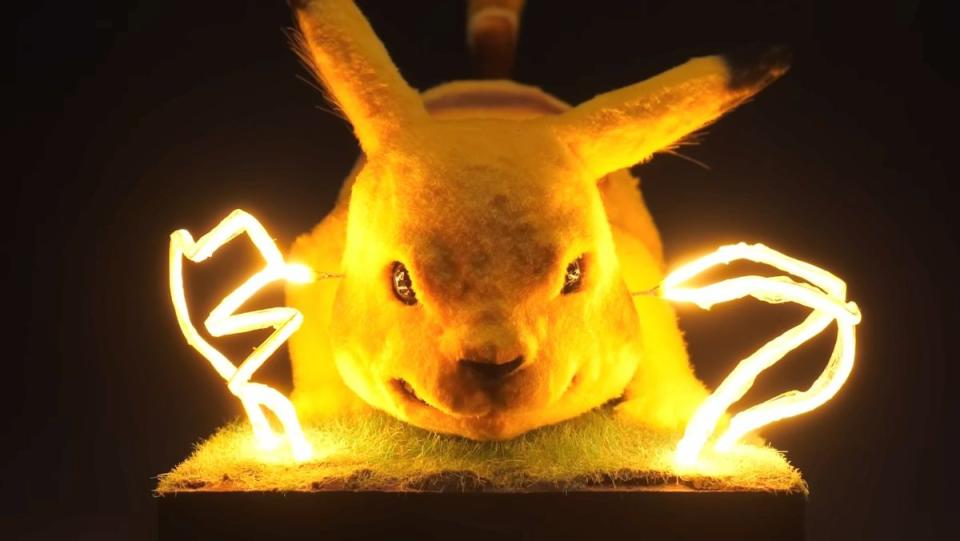 photo of pikachu artist version if character were real with lightning bolts