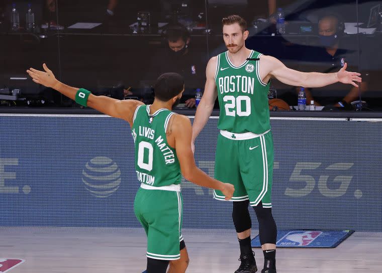 塞爾提克有聯盟最強雙鋒塔圖(Jayson Tatum)、布朗(Jaylen Brown)。法新社