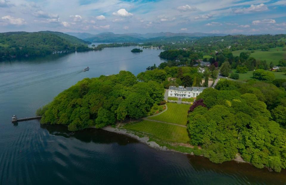 An aerial view of Storrs Hall shows off its sweeping ground  (Storrs Hall)