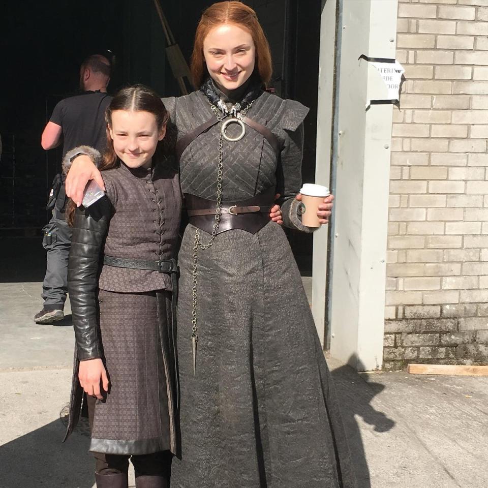 A baby Bella Ramsey with Sophie Turner (Bella Ramsey/Instagram)