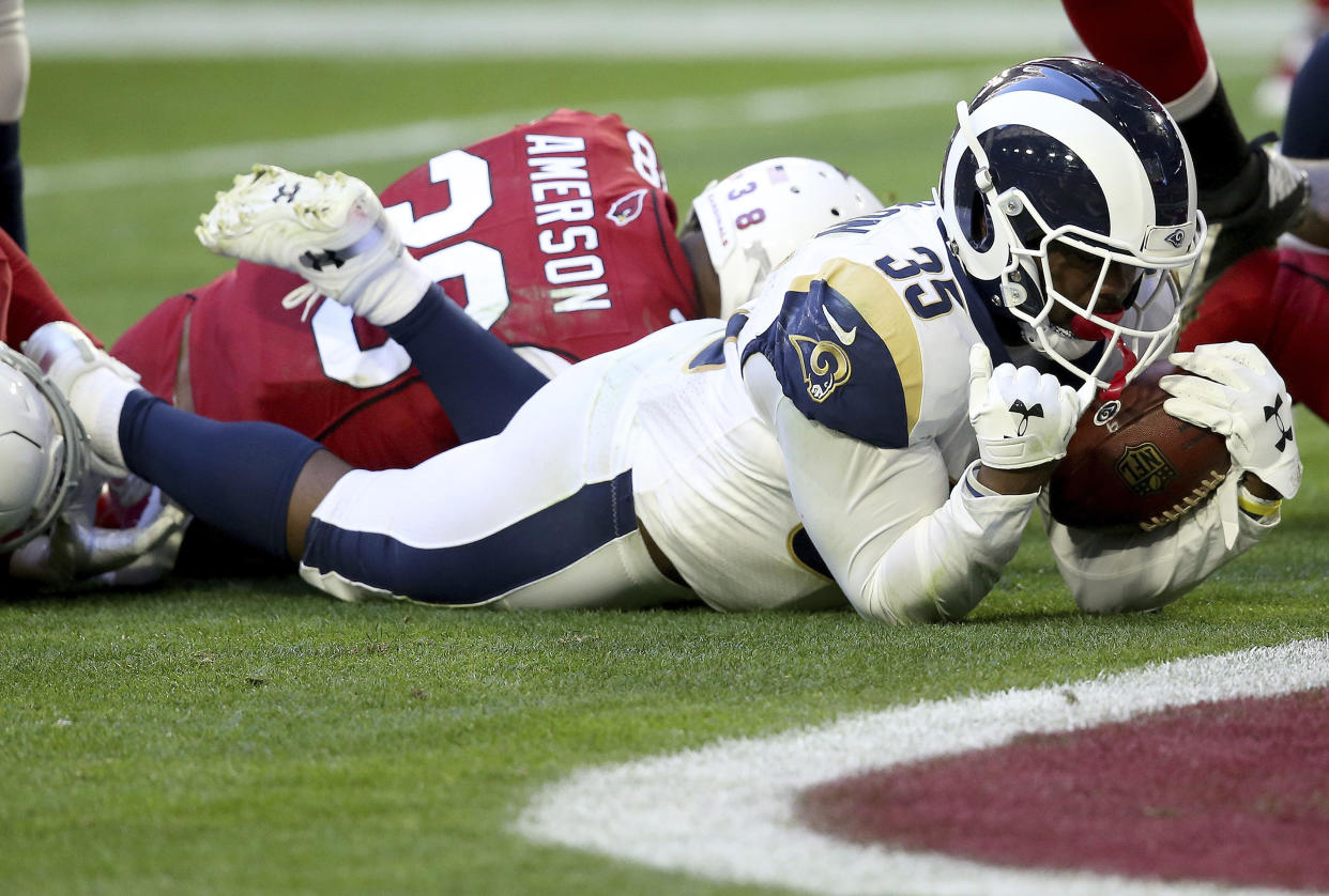 Running back C.J. Anderson (35) should get interest after a strong finish to the 2018 season with the Rams. (AP)