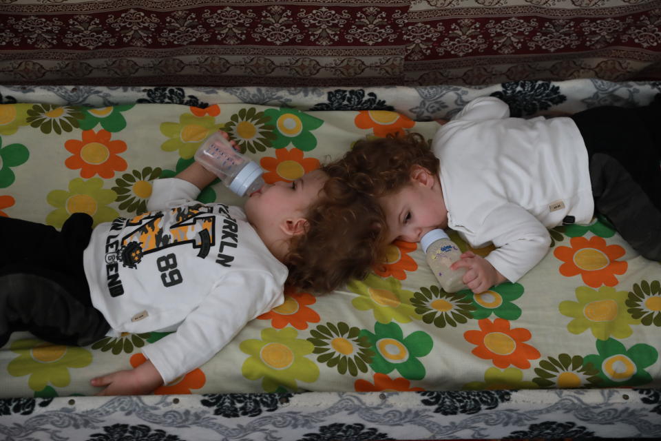 ANTALYA, TURKEY - (ARCHIVE): A file photo dated on November 30, 2019 shows siamese twins Derman and Yigit Evrensel in Antalya, Turkey. With the helping hand from Turkish President Recep Tayyip Erdogan, the 2-year-olds Derman and Yigit were operated in the United Kingdom and successfully separated. (Photo by Aytug Can Sencar/Anadolu Agency via Getty Images)