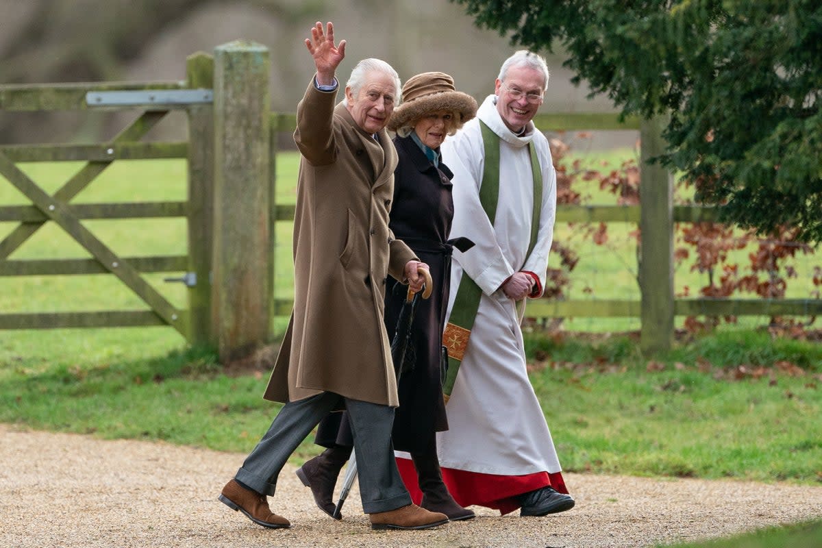 Camilla was seen walking side by side with the King at his last public appearance on Sunday (PA)