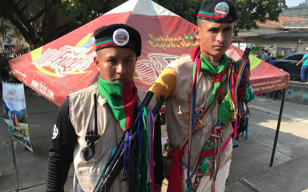 Members of the Indigenous Guard in Toribió, Cauca.  -  Mathew Charles /The Telegraph