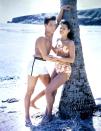 <p>Elvis Presley and Joan Blackman on the set of <em>Blue Hawaii</em> in 1961. </p>