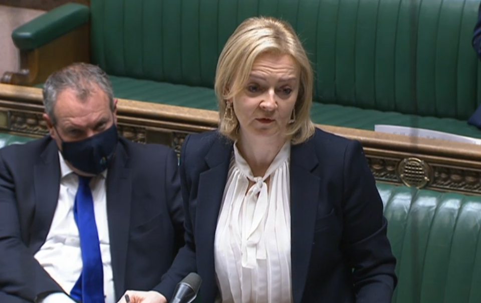 Foreign Secretary Liz Truss addresses MPs in the House of Commons (PA)