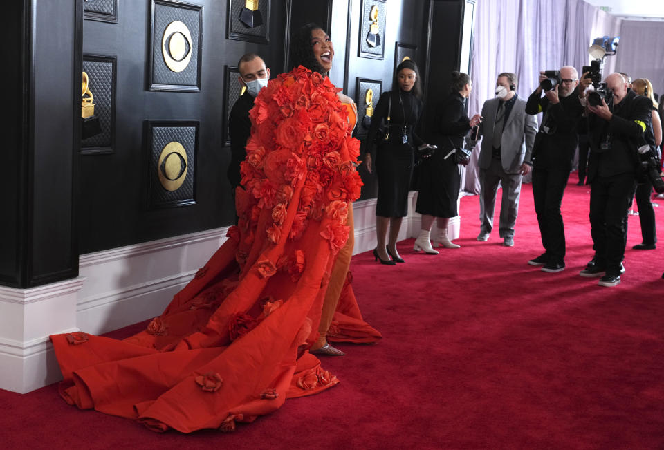 Lizzo arrives at the 65th annual Grammy Awards on Sunday, Feb. 5, 2023, in Los Angeles. (Photo by Jordan Strauss/Invision/AP)