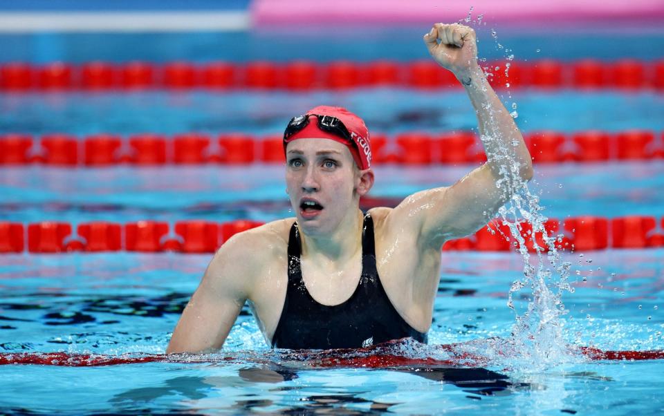 Louise Fiddes celebrates winning gold