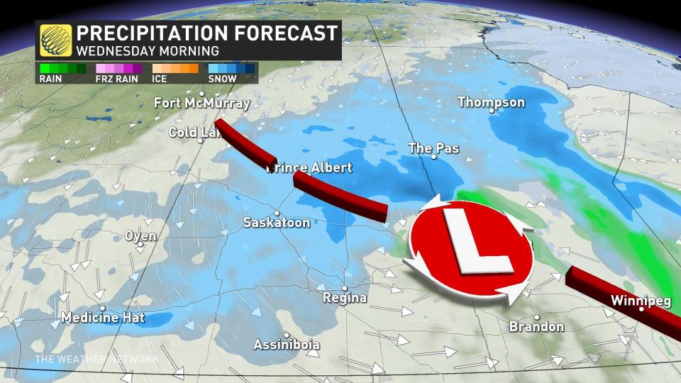 Prairies precipitation timing Wednesday morning (updated April 16)