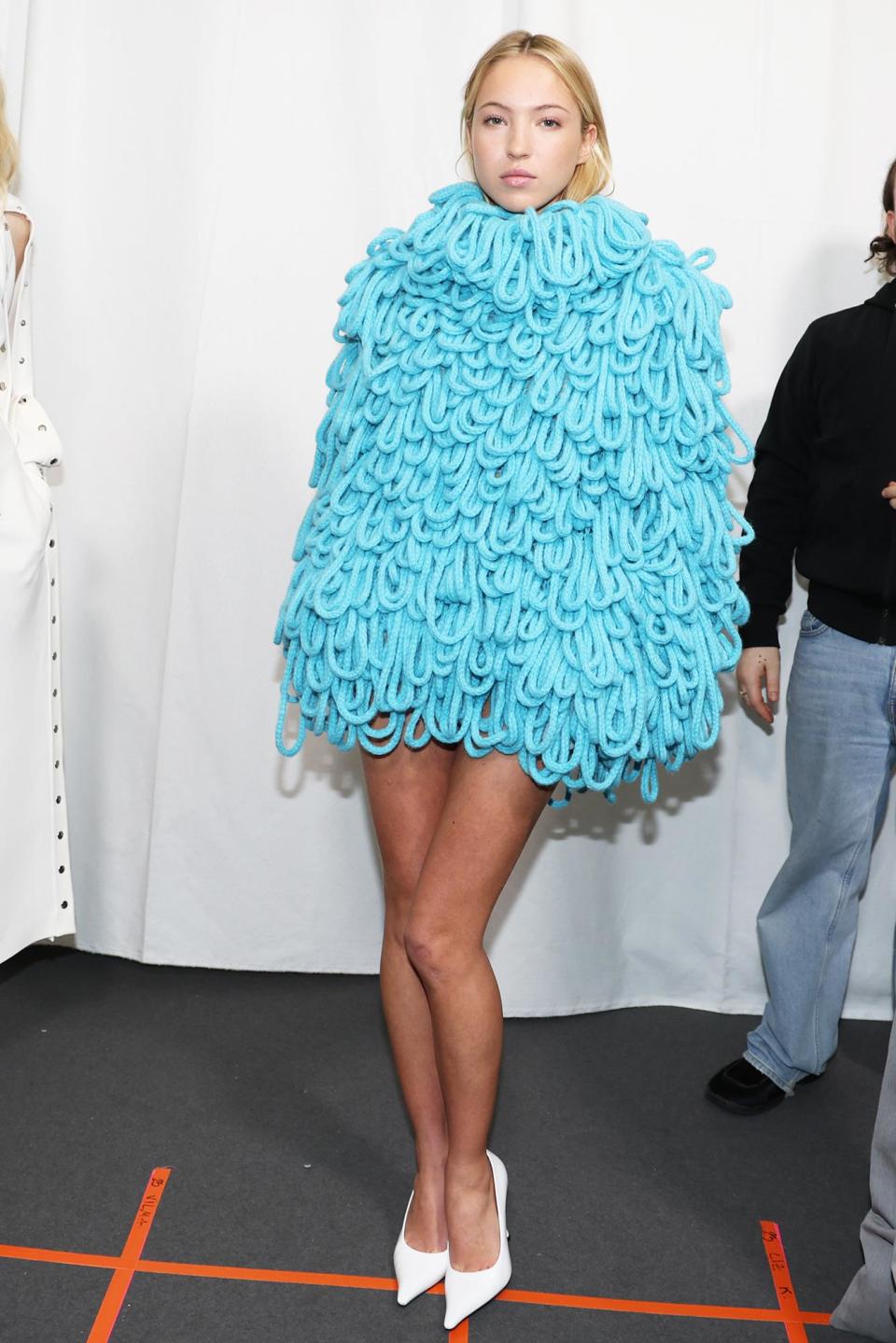 Lila Moss Hits the Stella McCartney Runway in Blue Mop Like Dress at Paris Fashion