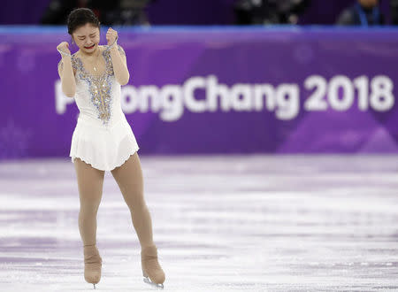 Figure Skating - Pyeongchang 2018 Winter Olympics - Women Single Skating free skating competition final - Gangneung Ice Arena - Gangneung, South Korea - February 23, 2018 - Kim Ha-Nul of South Korea reacts after finishing. REUTERS/Damir Sagolj