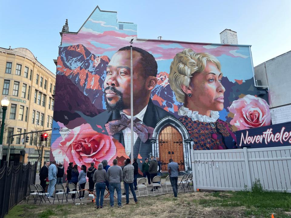 Jubilee Park on Thursday, after the march from The Amistad. Castle Church is working on developing Jubilee Park. and will have a documentary screening May 6 to help with that.