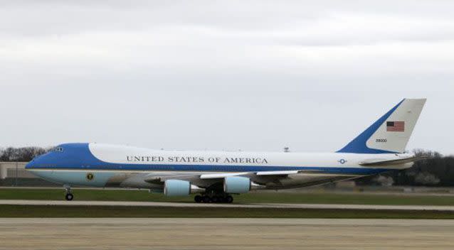 Air Force One departing the base. Photo: AP