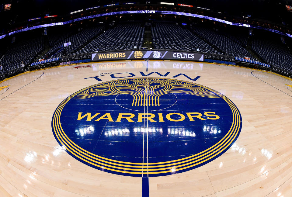 A detailed view of the "The Town" logo for the Golden State Warriors 