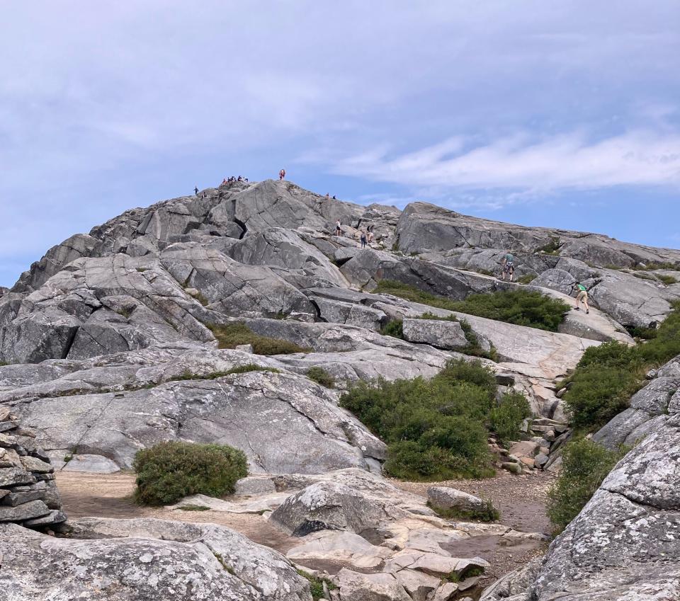 Rock, rock and more rock greet climbers as they near the summit of Mount Monadnock.