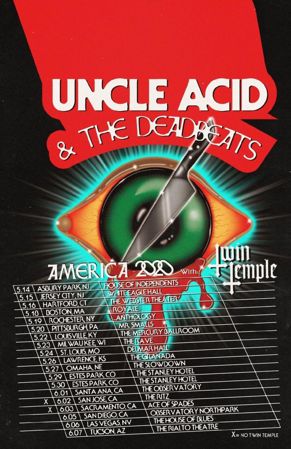 Uncle Acid 2020 US Tour Poster