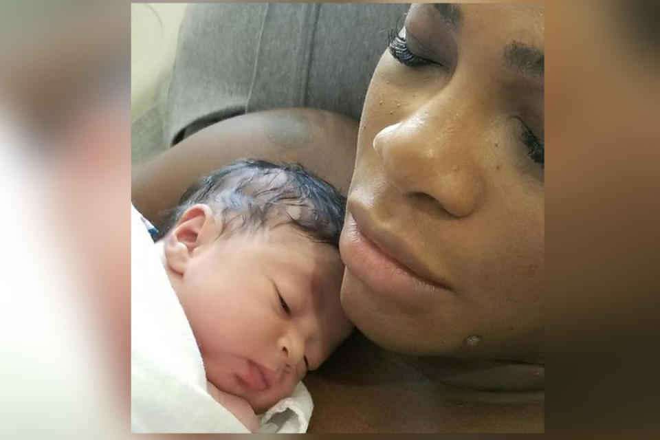 Serena Williams shares first picture of newborn daughter Alexis Olympia and video documenting her pregnancy