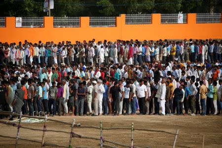 People arrive to attend the civic felicitation of India's Prime Minister Narendra Modi in Janakpur, Nepal May 11, 2018. REUTERS/Navesh Chitrakar