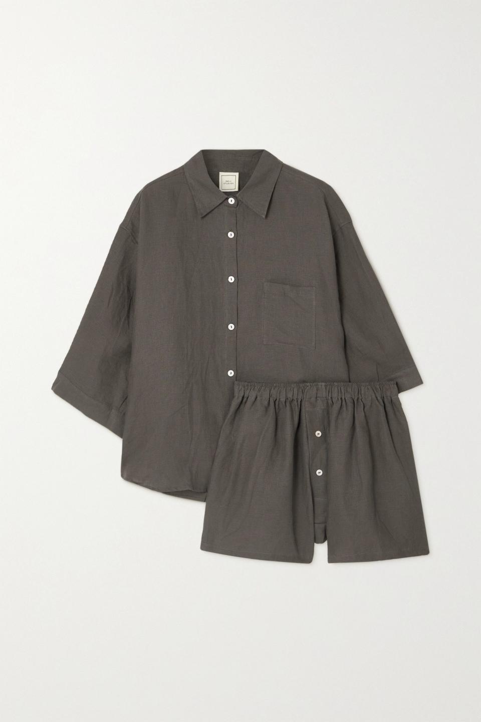 13) The 03 Washed-Linen Shirt and Shorts Set