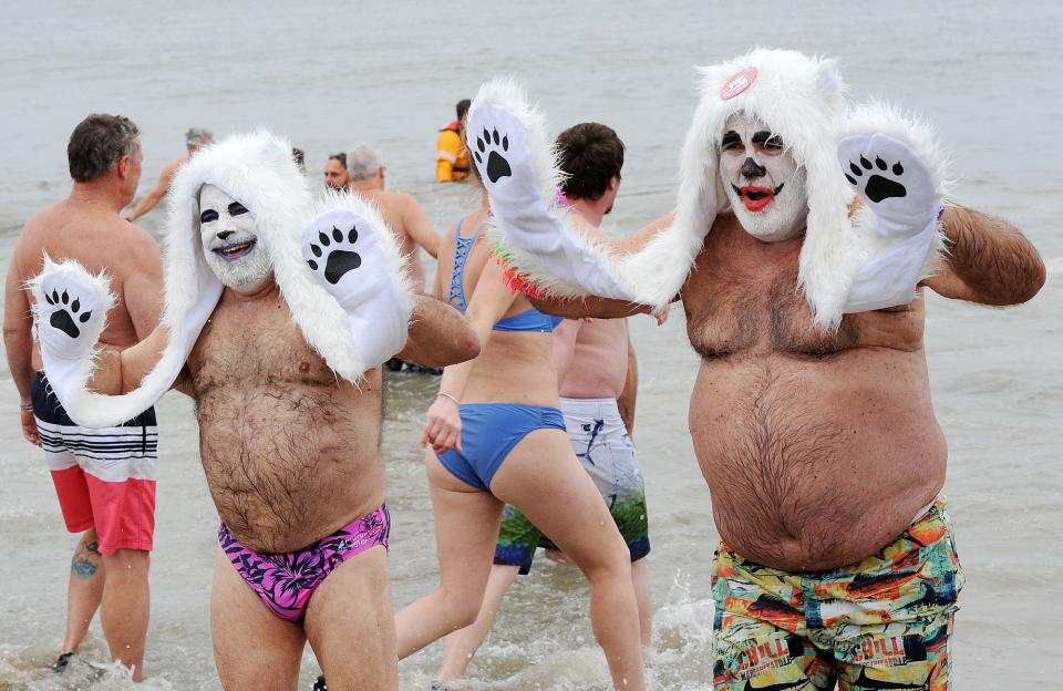 As part of the 29th annual Lewes Polar Bear Plunge, several thousand people ran into the chilly Atlantic Ocean on Feb. 2 at Rehoboth Beach to raise money for Special Olympics Delaware.