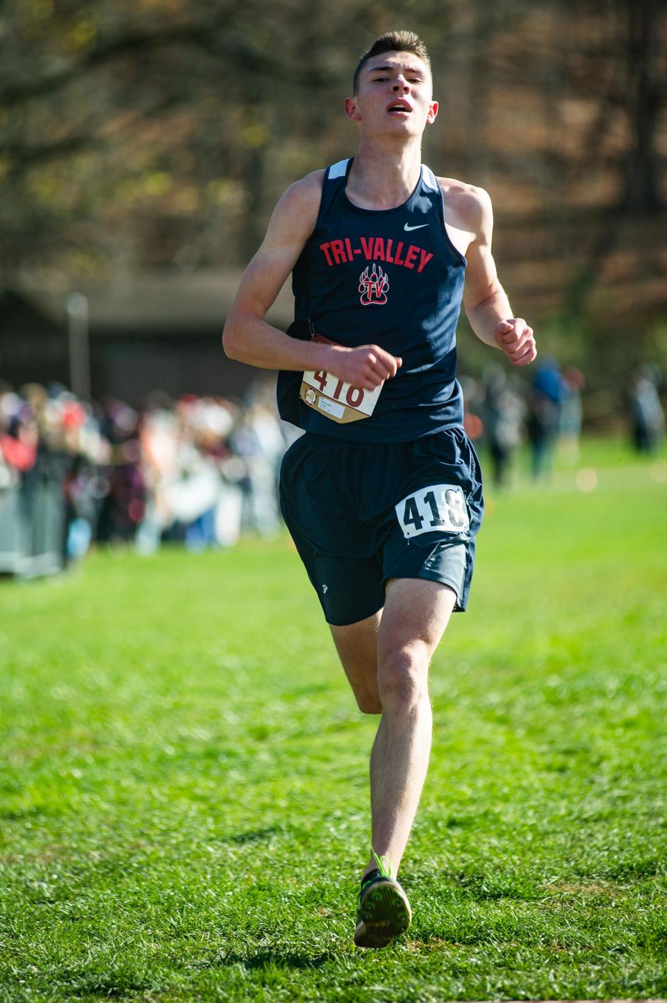 Tri-Valley's Adam Furman, shown here at the New York Federation cross country championships in November, captured three distance events at Friday's Section 9 Class B indoor track and field championships at West Point. KELLY MARSH/FOR THE TIMES HERALD-RECORD