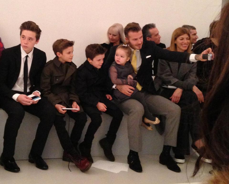 Team Beckham at Victoria's New York Fashion Week show in February 2014