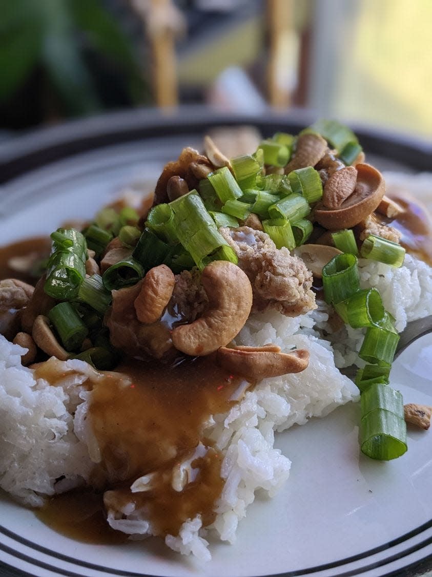 A vegan version of Springfield's iconic cashew chicken will be available starting at 5 p.m. Friday, Nov. 17, at Bosky's Vegan Grill, 405 W. Walnut St., as part of a Jake's Burgers pop-up