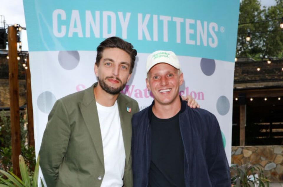 Candy Kittens founder Ed Williams (L) and Jamie Laing attend the 2023 Candy Kittens Summer Party (Photo by Lia Toby/Getty Images for Candy Kittens )