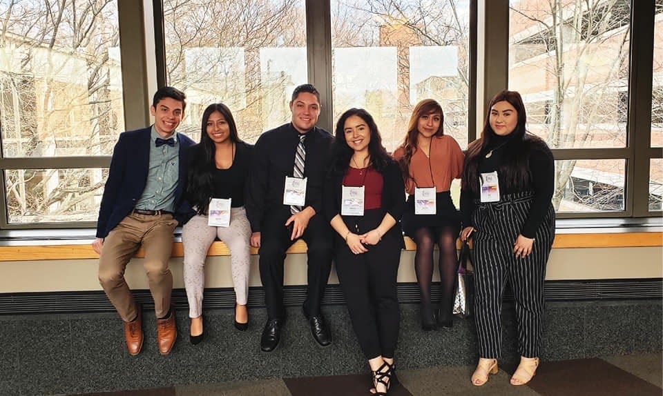 Adrian Hall, third from left, is a student at Grand Valley State University in Michigan, and is shown here with other members of Laker Familia, a program that helps Hispanic and Latinx students build a network on campus.