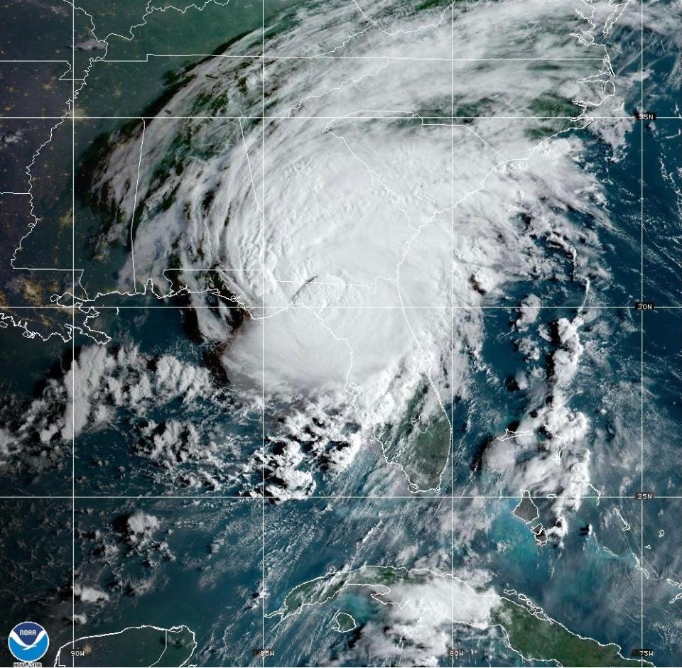 A satellite image of Hurricane Idalia as of Wednesday, Aug. 30, 2023.