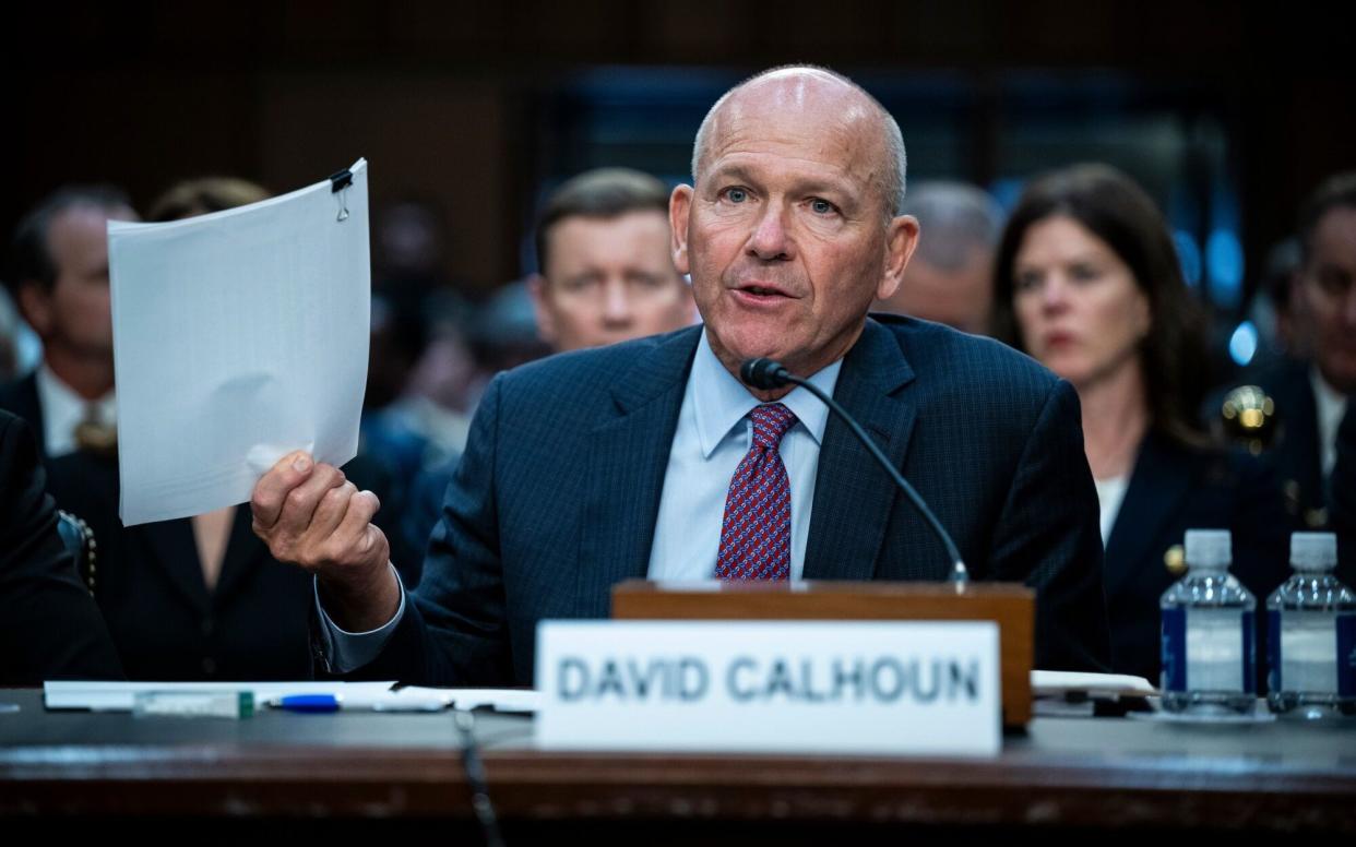 Dave Calhoun, the Boeing CEO, at a Senate hearing in Washington DC in June