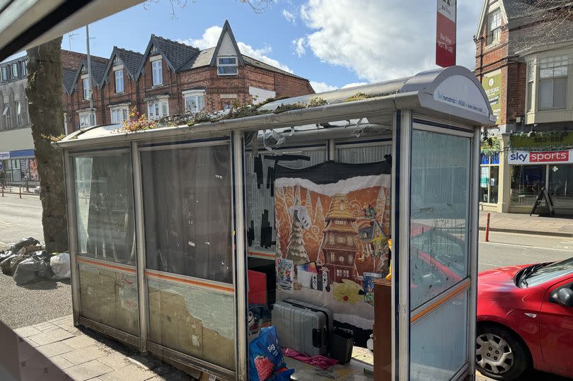 A couple live in the disused bus stop in Selly Oak