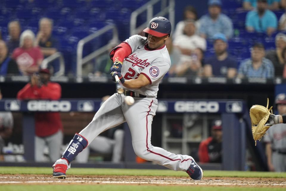 Juan Soto bats for the Washington Nationals.