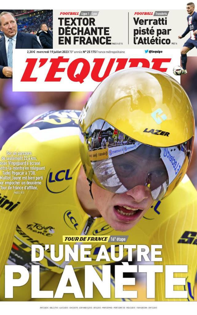 L'Equipe's front page drew similarities with a previous edition from 24 years ago