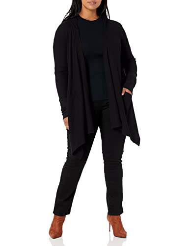 Splendid Women's Thermal Wrap Hooded Cardigan, Black, X-Large