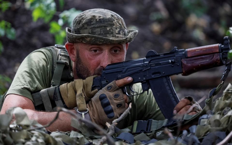 A Ukrainian serviceman of the 33rd Separate Mechanised Brigade