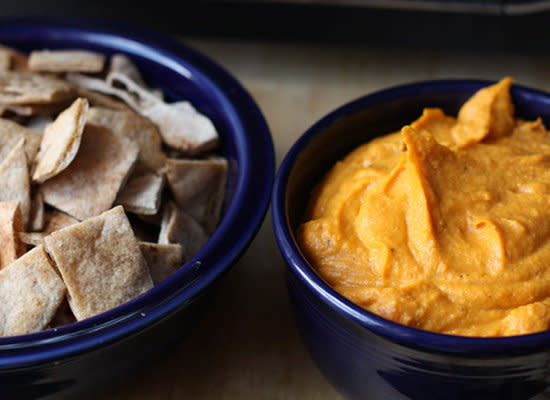 <strong>Get the <a href="http://www.macheesmo.com/2009/07/sweet-potato-hummus/">Sweet Potato Hummus recipe</a> by Macheesmo</strong>