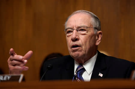 Senate Judiciary Committee Chairman Chuck Grassley (R-IA) presides over a hearing as Supreme Court nominee Brett Kavanaugh testifies before the Senate Judiciary Committee on Capitol Hill in Washington, DC, U.S., September 27, 2018. Andrew Harnik/Pool via REUTERS