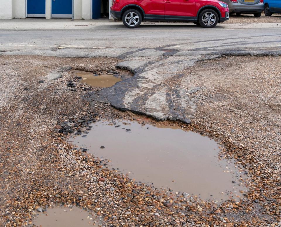 potholes in gravel