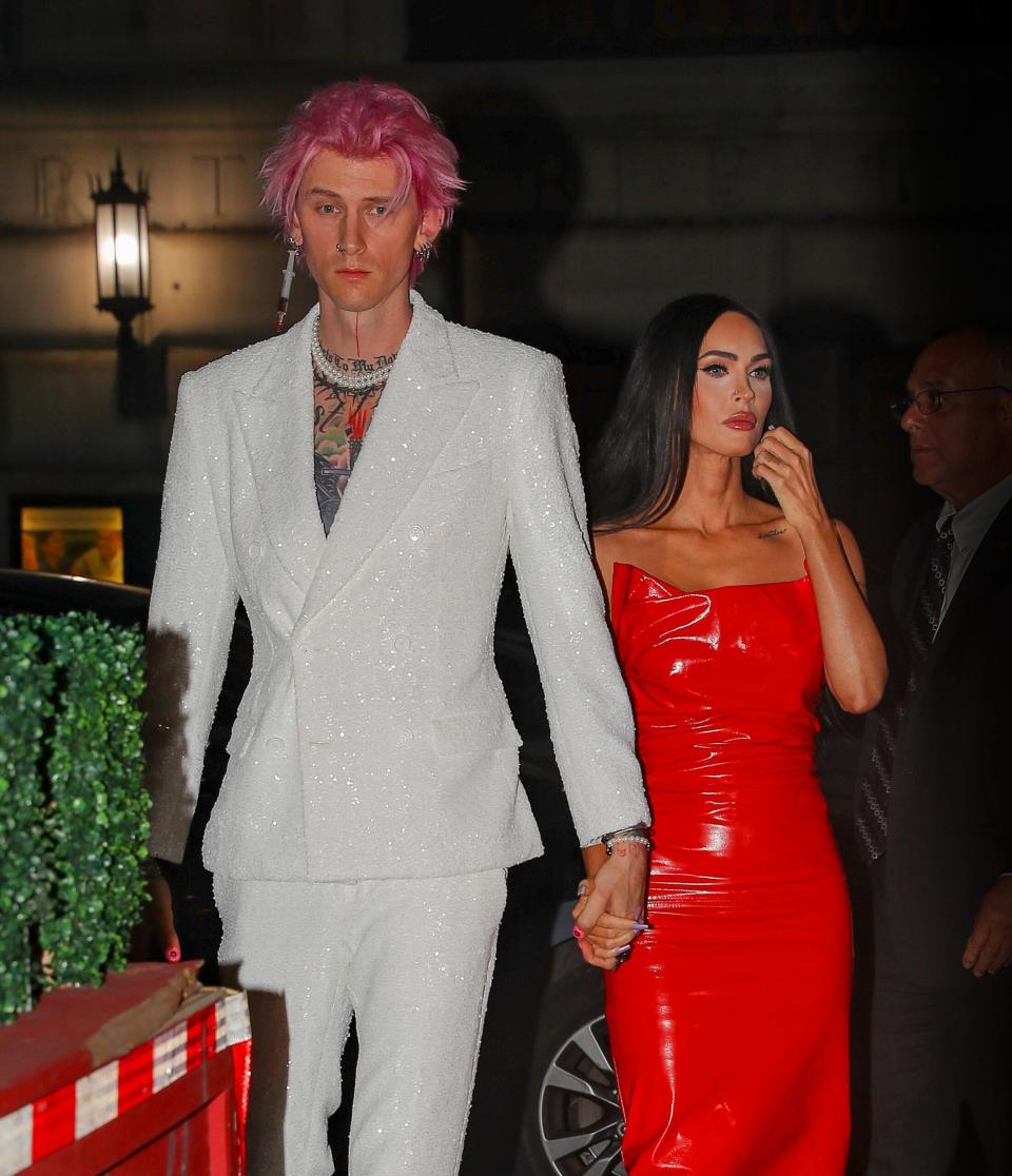 Megan Fox and Machine Gun Kelly arrived at Salumeria Rosi for dinner after they attended at The Tribeca Film Festival at The Beacon Theatre in New York City