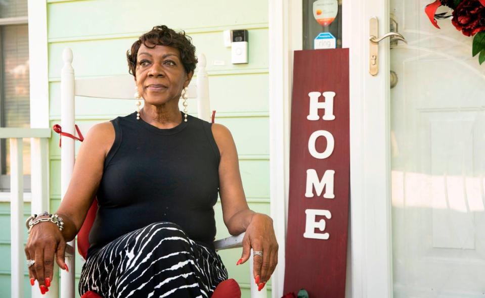 Orlice “Lisa” Hodges, of Winston-Salem, poses for a portrait outside her home in Raleigh on August 5, 2021. As a young woman, Hodges was told by relatives that her aunt was “fixed”- a term she did not understand until she was older. She later understood it to mean her aunt was sterilized, or medically robbed of the ability to have children.
