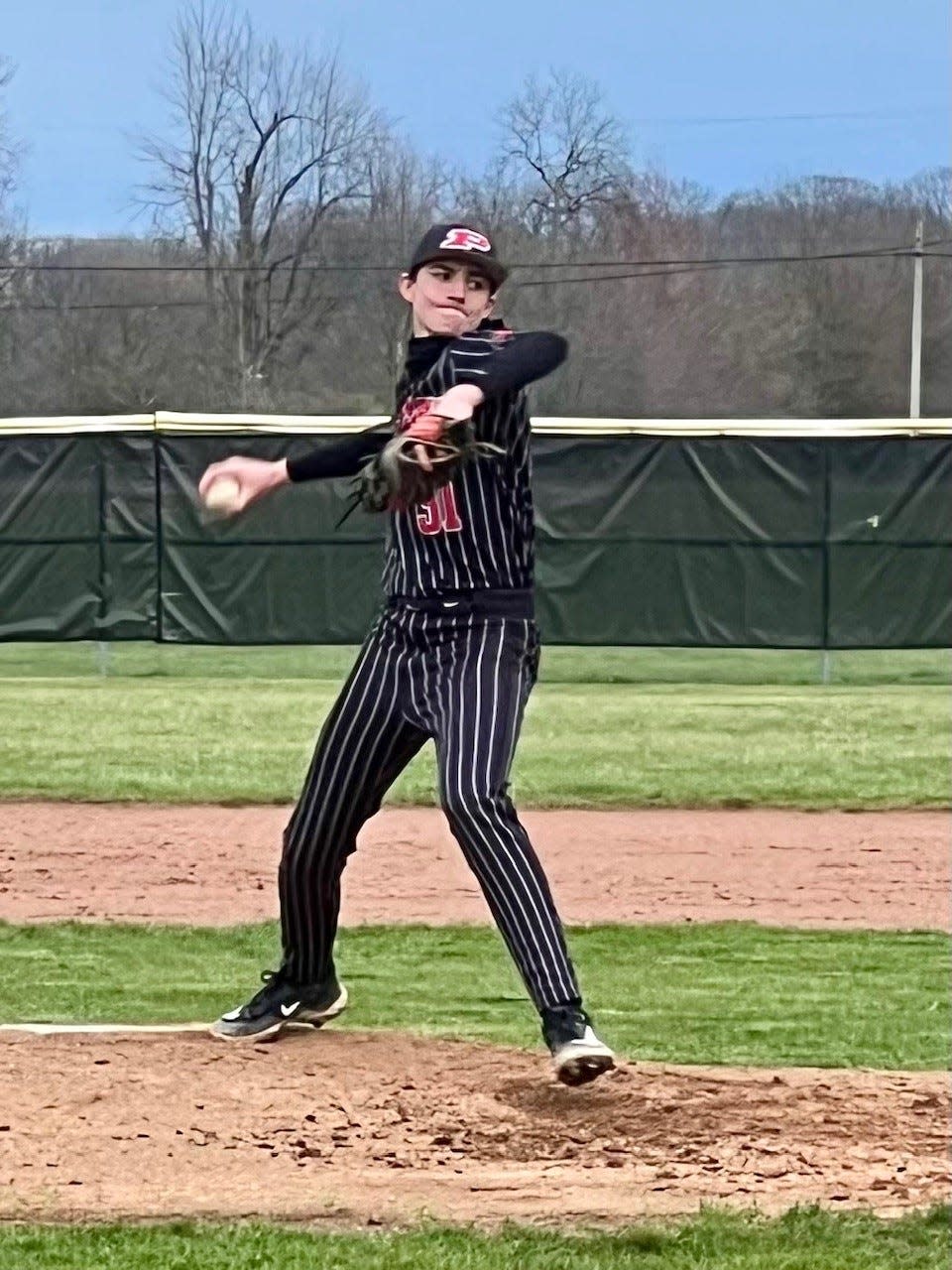 Pleasant's J.T. Snively pitches against River Valley during a home baseball game last week.