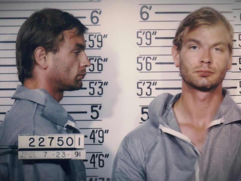 Jeffrey Dahmer’s booking photo as featured in ‘Conversations With A Killer: The Jeffrey Dahmer Tapes’ (Netflix © 2022)