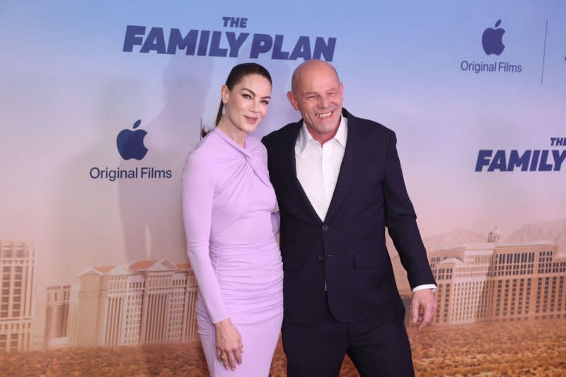 Michelle Monaghan (L) and director Simon Cellan Jones attend the world premiere of the Apple Original film "The Family Plan" at the Chelsea at The Cosmopolitan of Las Vegas in 2023. File Photo by James Atoa/UPI