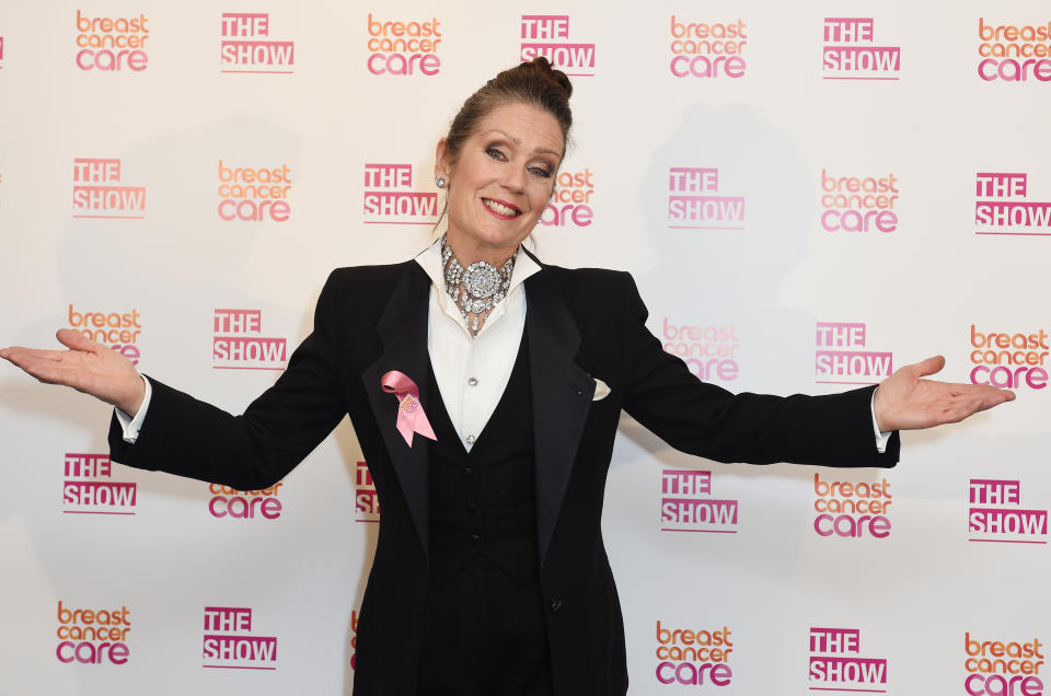 LONDON, ENGLAND - OCTOBER 07:  Lorraine Chase attends Breast Cancer Care's London fashion show at Grosvenor House Hotel to launch Breast Cancer Awareness Month, on October 7, 2015 in London, England.  (Photo by Tabatha Fireman/Getty Images for Breast Cancer Care)