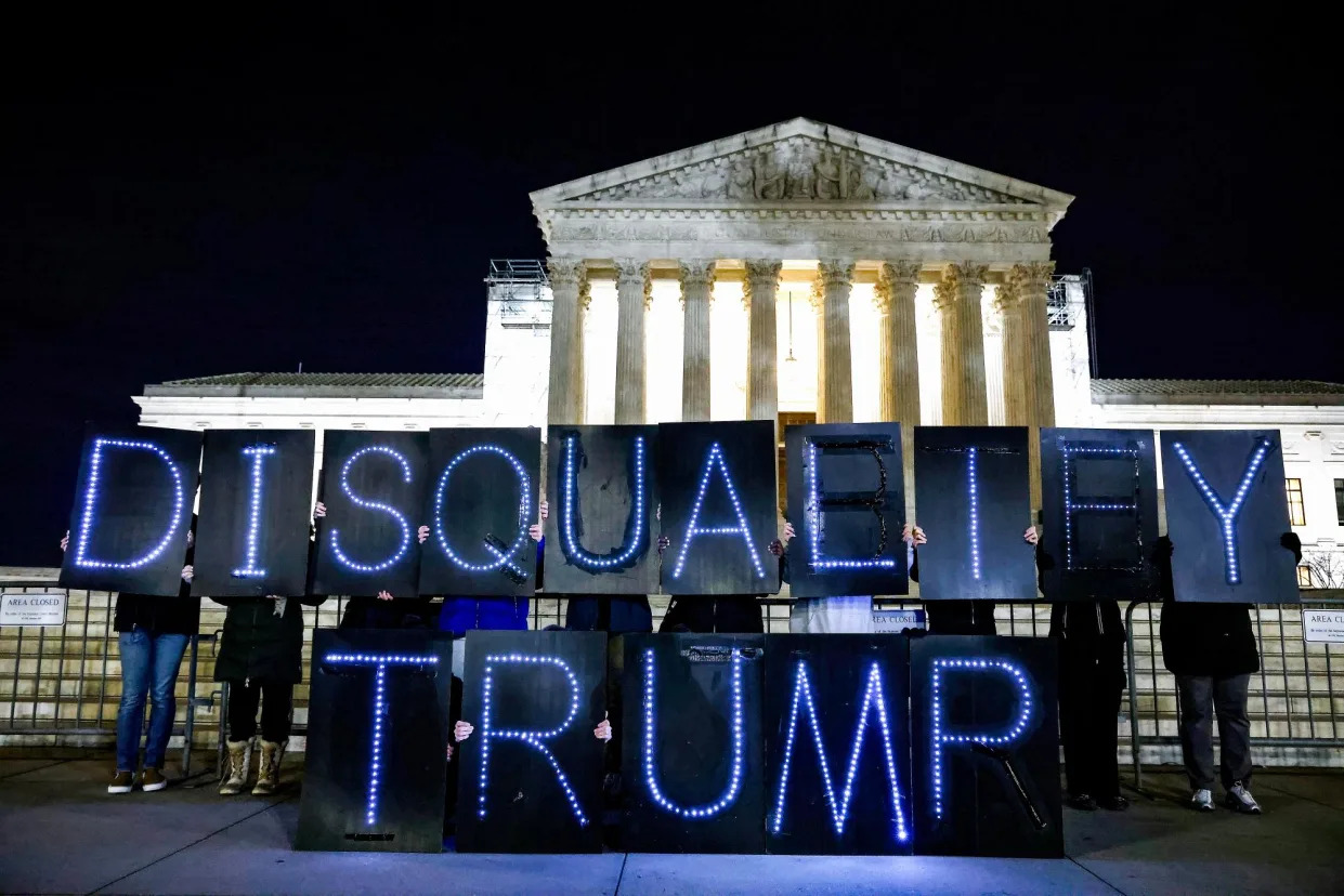 <span>MoveOn members rally outside the supreme court in Washington DC on 1 February.</span><span>Photograph: Paul Morigi/Getty Images for MoveOn</span>